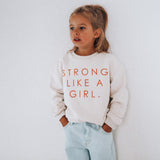 STRONG LIKE A GIRL pullover | in peach |oversized drop shoulder | KIDS