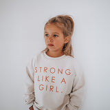 STRONG LIKE A GIRL pullover | in peach |oversized drop shoulder | KIDS
